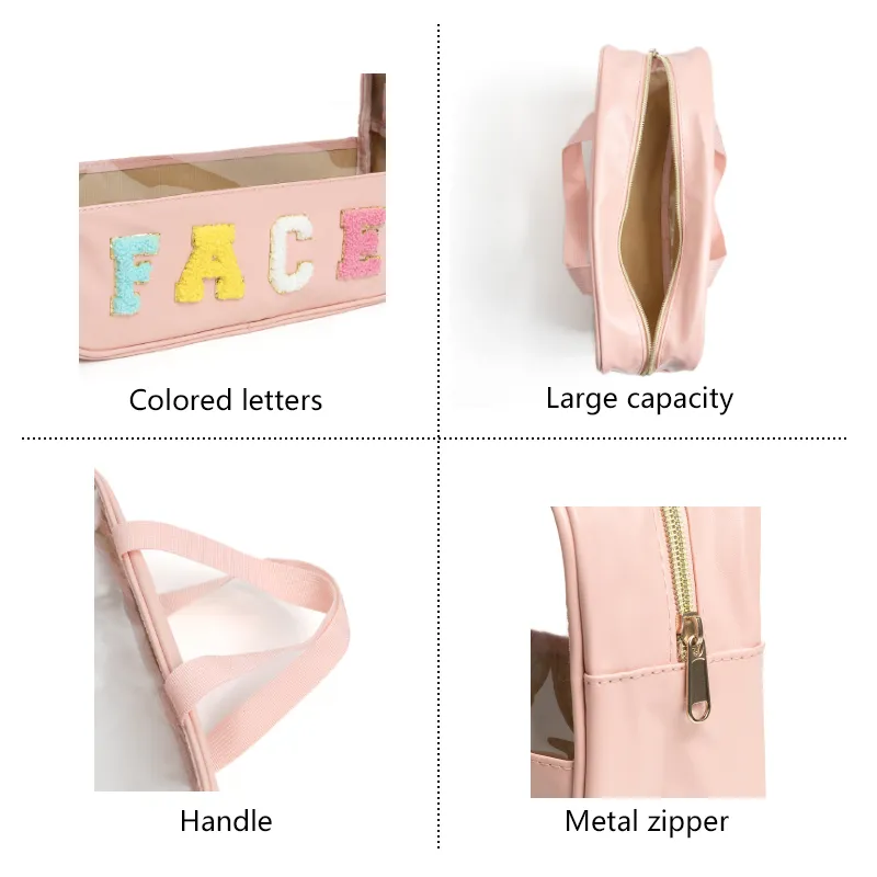 Custom Colors Large Capacity Water Resistant Makeup Cosmetic Bag Portable Travel Clear Toiletry Bag