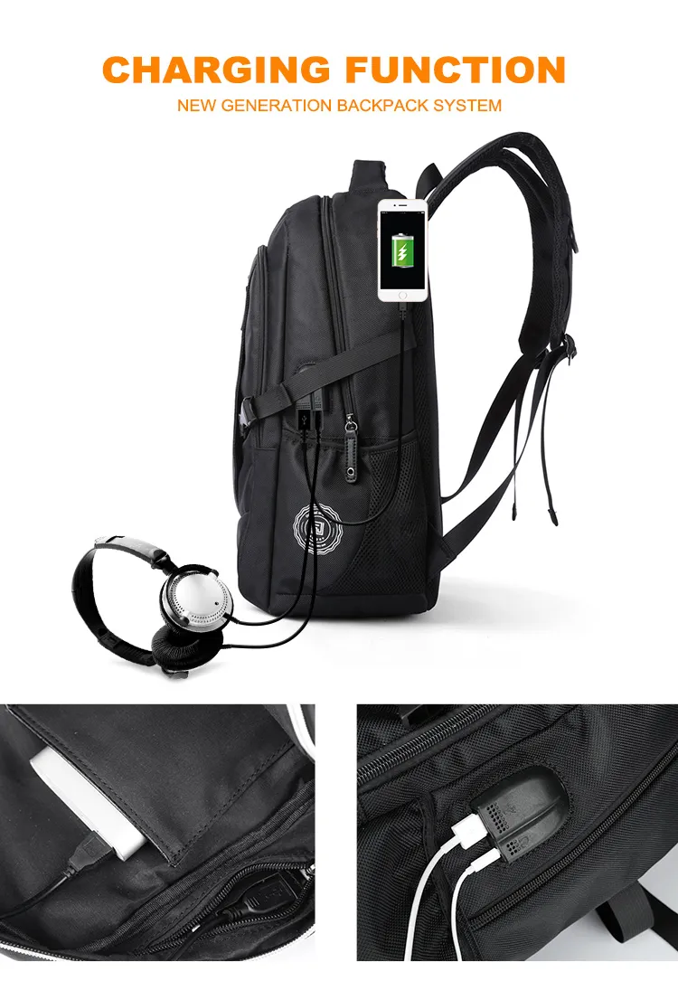Custom Zipper Travel Backpack 17 Inches Waterproof Outdoor Laptop Backpack