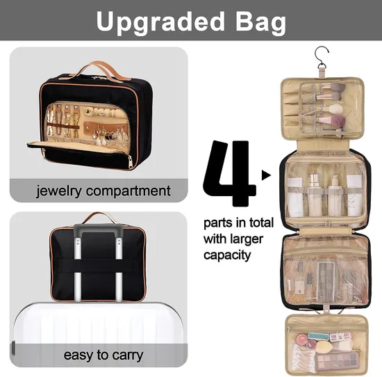OEM Large-Capacity Water-Resistant Hanging Makeup Organizer Cosmetic Bag