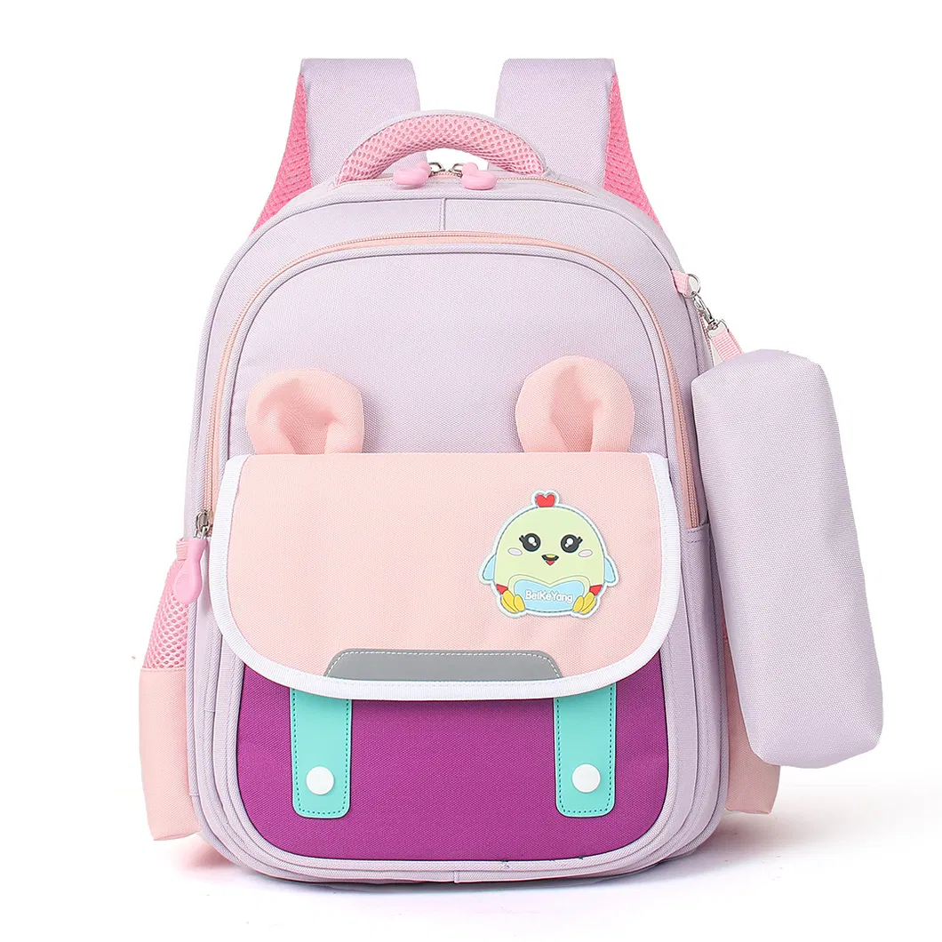 2024 New Cartoon Solid Color Children&prime;s Breathable Backpack Boys and Girls School Backpack