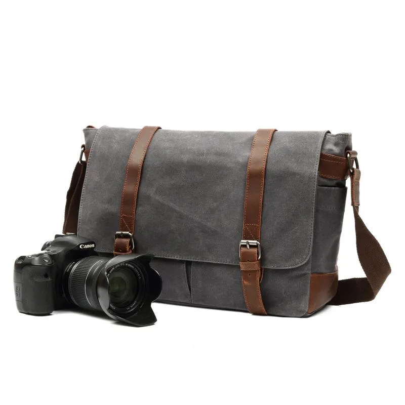 Retro Canvas Shoulder Bag Casual Cross Men&prime;s Bag Wax Waterproof Canvas Computer Bag Camera Bag