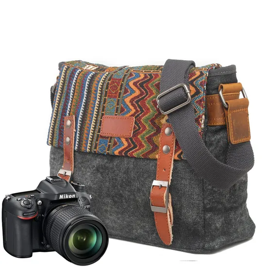Ethnic Style DSLR Camera Bag Disassembly Inner Tank Photography Crossbody Bag Micro Monocular Cross Bag Drone Small Square Bag