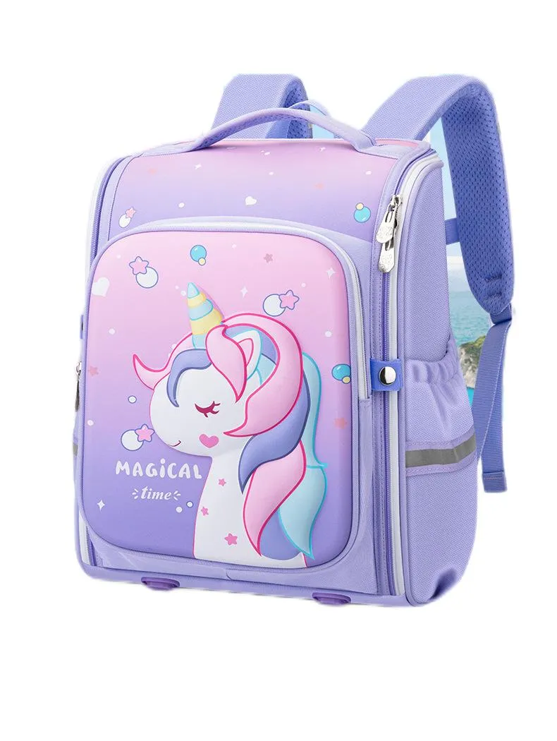 New Elementary School Student Astronaut Unicorn Love Smiling Face Integrated Hard Shell Backpack