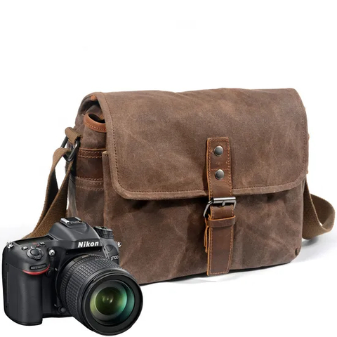 New Outdoor Photography Digital SLR Professional Waterproof Oil Wax Micro Camera Shoulder Bag