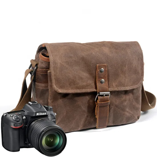 New Outdoor Photography Digital SLR Professional Waterproof Oil Wax Micro Camera Shoulder Bag