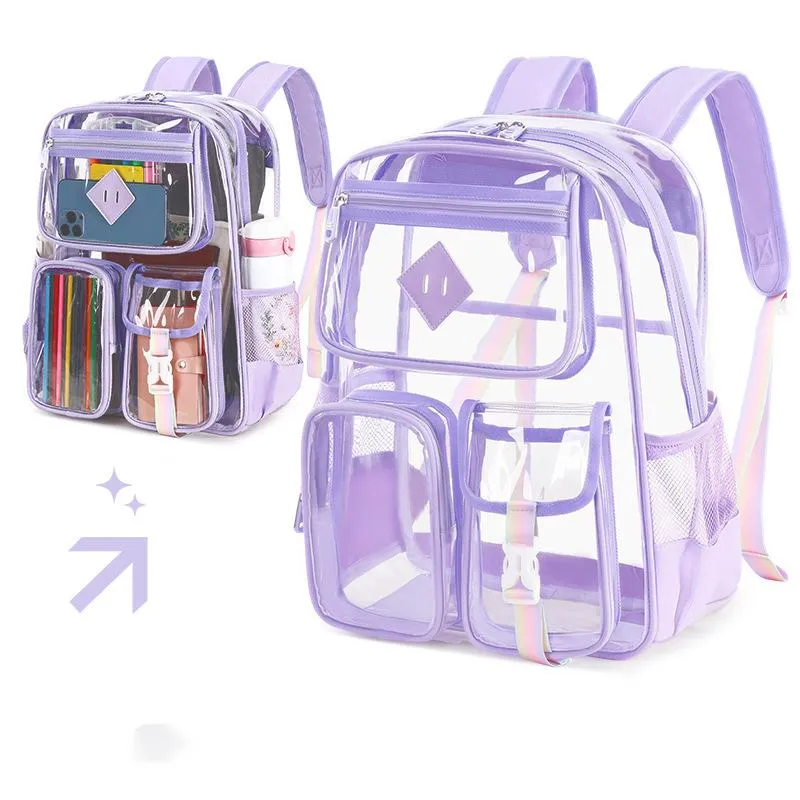 Transparent Backpack Waterproof Large Capacity Elementary School Backpack