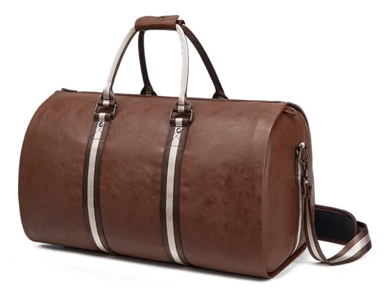 Folding Travel Suit Bag Luggage Bag Large Capacity Portable Pull Rod Suit PU Leather Bag