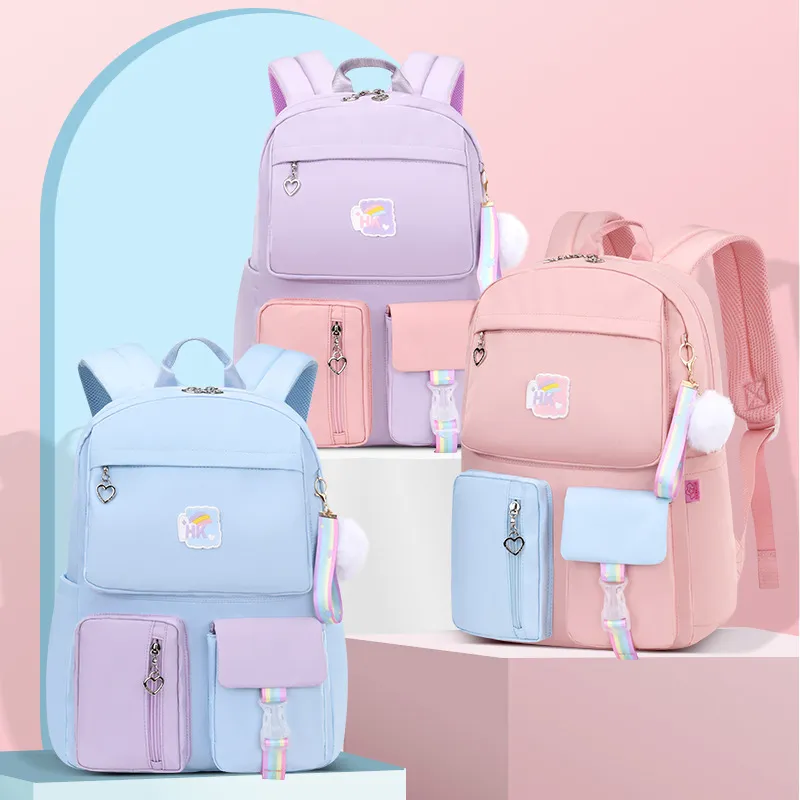Elementary School Cartoon Fresh Girl Backpack for Grades 2 to 5 Spine Protection Backpack