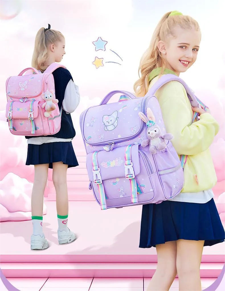 Elementary School Backpack for Girls Children&prime;s Load Reduction Large Capacity Backpack