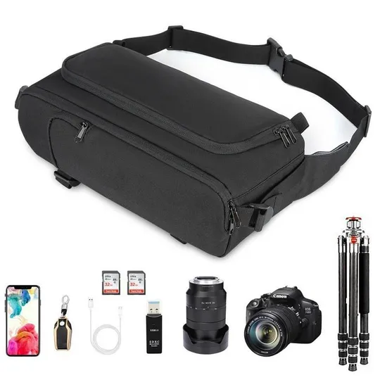 SLR Camera Compartment Cotton Large Capacity Convenient Waterproof Single Shoulder Diagonal Digital Camera Bag