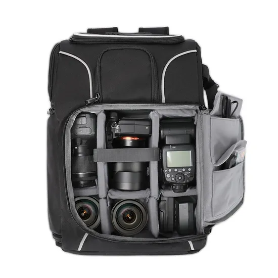 Customized New Black Oxford Cloth Camera Backpack Outdoor Travel Shoulder SLR Photography Backpack