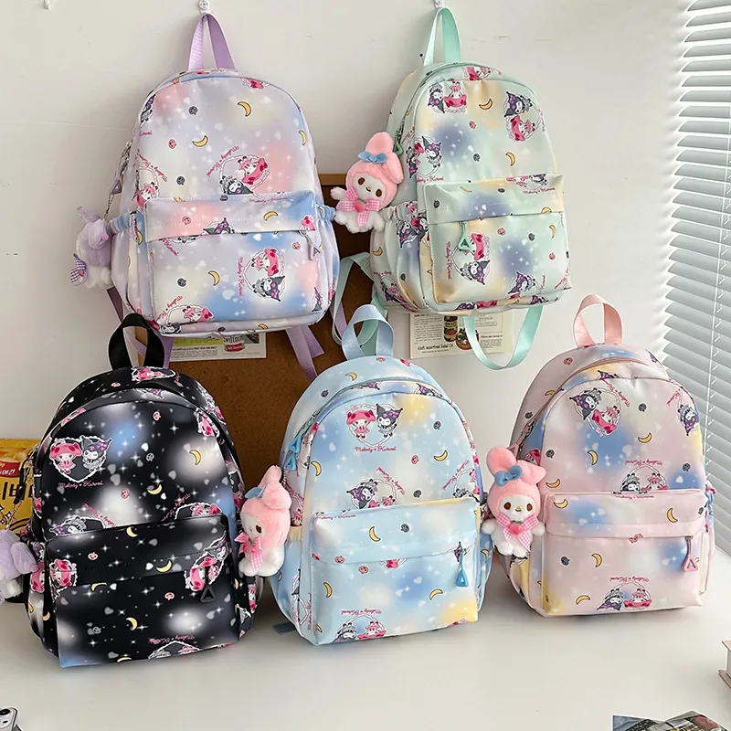 Primary School Backpack Starry Sky Large Capacity Nylon Full Print Cute New Kuromi Cartoon Creative Backpack