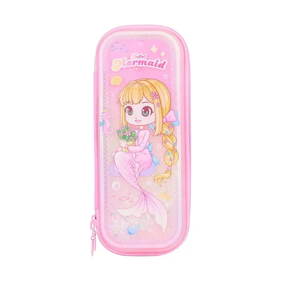 Pen Case Filled with Oil Quicksand Pen Box Cartoon TPU Student Stationery Box Children′s Pencil Case Pouch