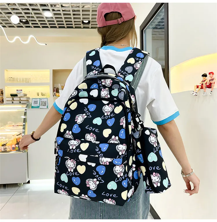 New Cute Cartoon Two-Piece Backpack with Large Capacity Lightweight Backpack