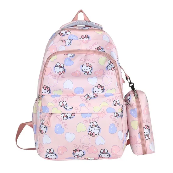 New Cute Cartoon Two-Piece Backpack with Large Capacity Lightweight Backpack