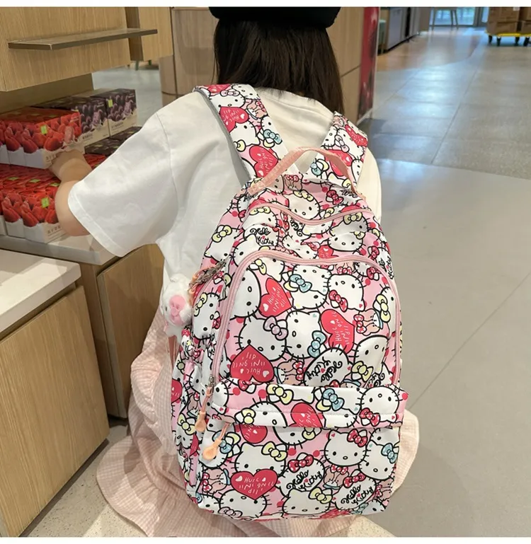 New Backpack Student Cute Cartoon Large Capacity Nylon Lightweight Backpack