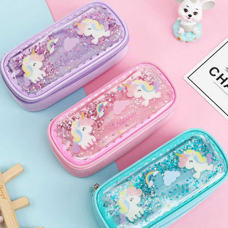 Children&prime;s Pencil Case Elementary School Pencil Case 3D Stationery Cartoon Transparent Pencil Pouch