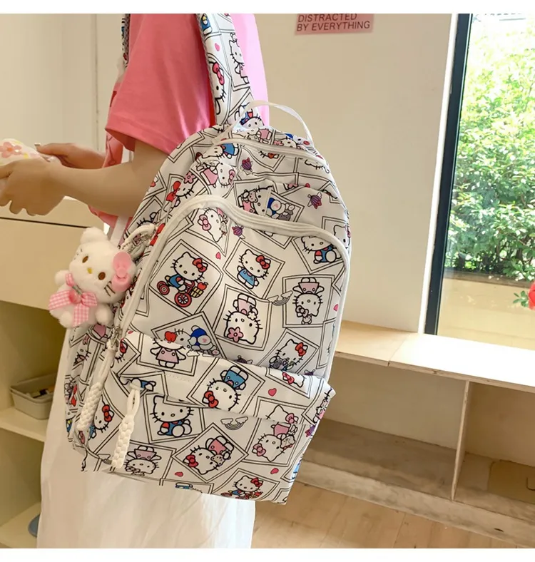 New Student Backpack Cute Large Capacity Handheld Nylon Lightweight Cartoon Backpack