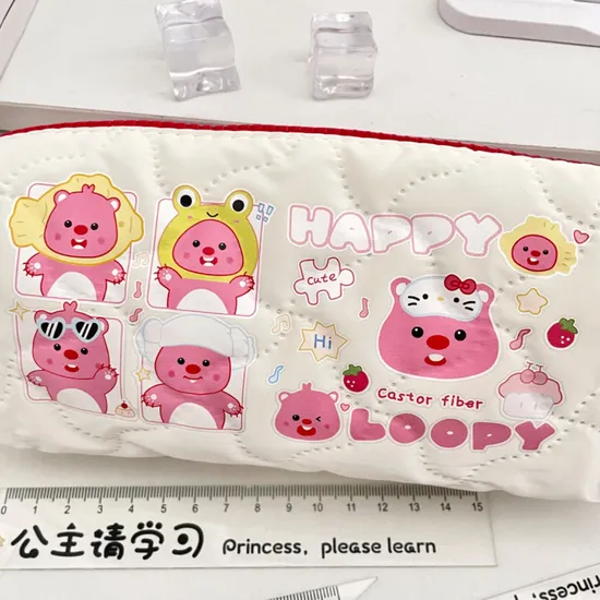 Cute Beaver Milk Bubble Pen Bag Large Capacity Stationery Storage Bag