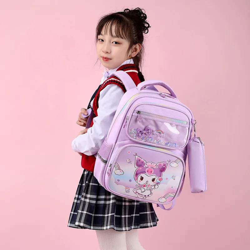 Elementary School Cartoon Fresh Backpack for Stress Relief and Spine Protection Backpack with Multiple Compartments and Large Capacity Backpack