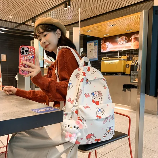 New Design Backpack for Girls with Printed Graffiti Large Capacity Splash Proof Lightweight Backpack