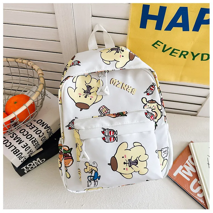 New Children&prime;s Cartoon Cute School Bag Lightweight and Large Capacity Nylon Kindergarten Kuromi Backpack