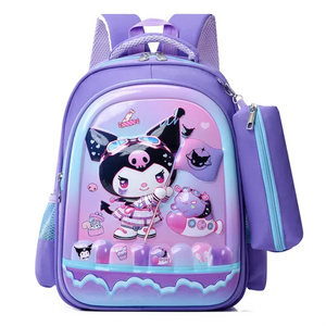 New Children′s Cute Backpack Oxford Cloth Two Piece Cartoon Primary School Large Capacity Lightweight Backpack Set