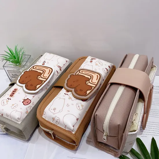New Large Capacity Pencil Case Cute Cartoon Double-Layer Pencil Case Stationery Bag Student Storage Bag
