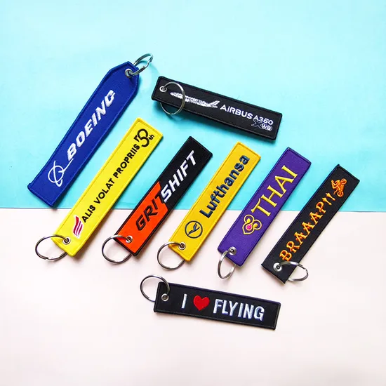 Personalized Custom Shape Logo Patch Tag Embroidery Embroidered Key Chain Keychain