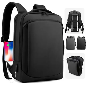 Custom Logo Stylish Business Leather Travel Laptop Backpack Bag with USB Charging Port for Men Women School Backpack