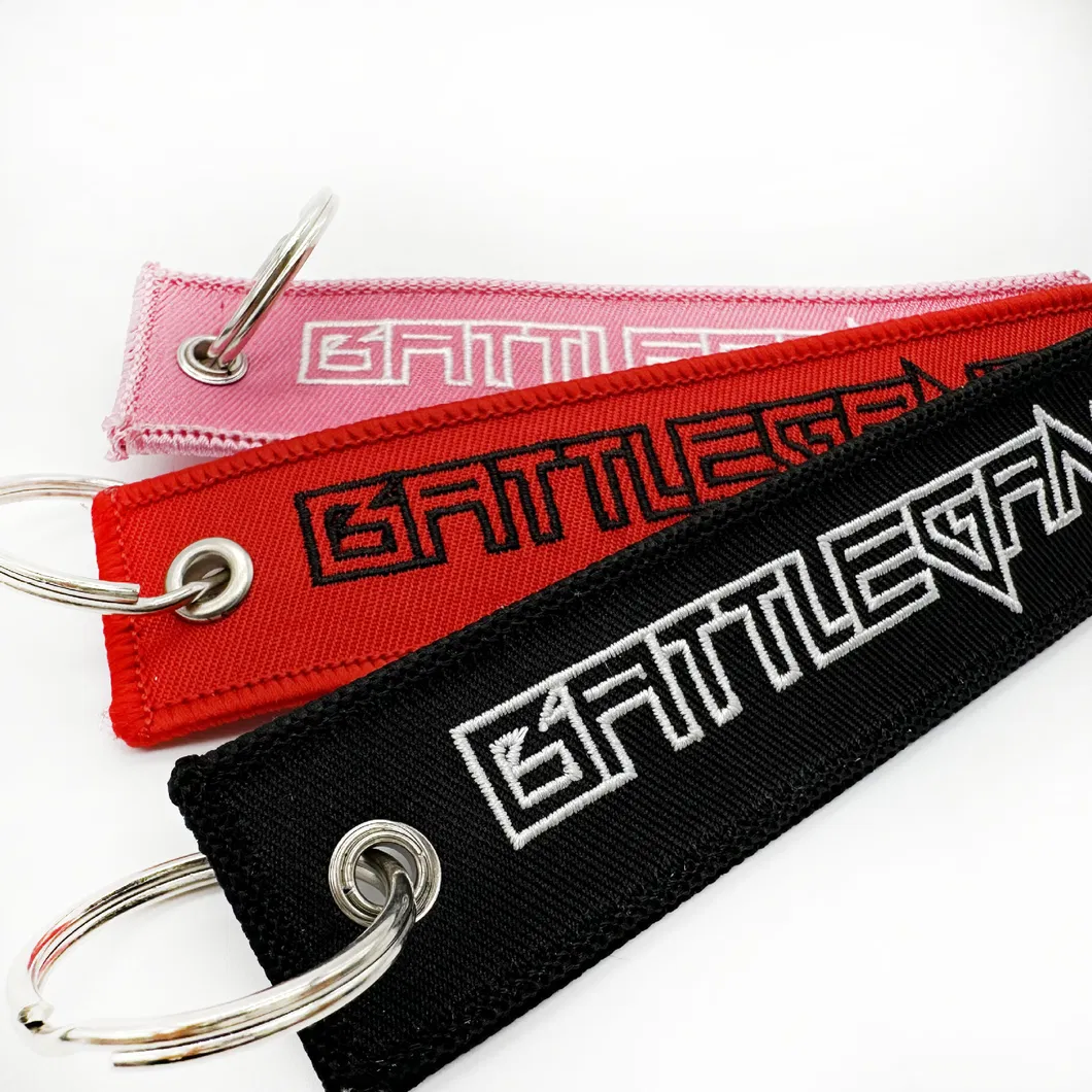 Personalized Custom Shape Logo Patch Tag Embroidery Embroidered Key Chain Keychain