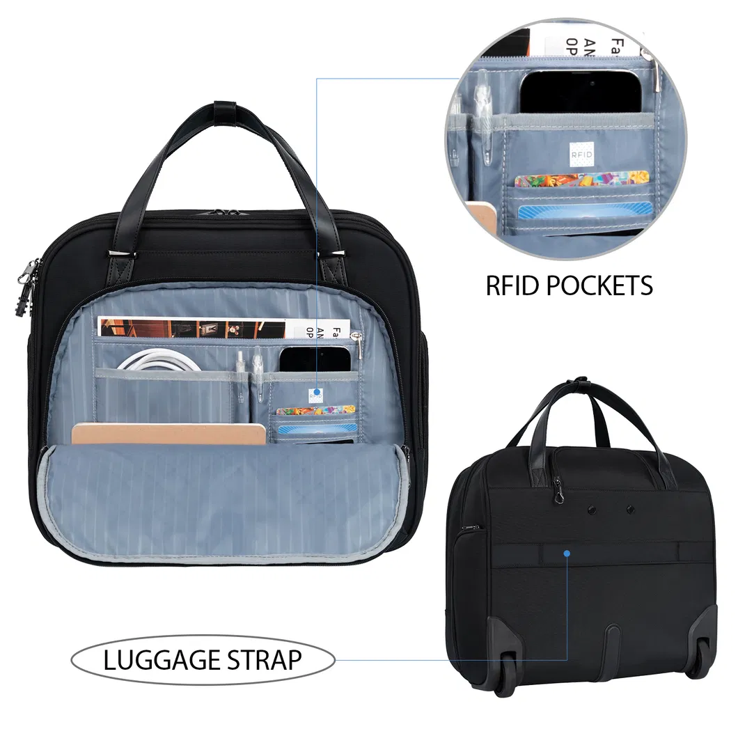 Oxford Rolling Laptop Bag Premium Wheeled Briefcase Fits up to 17.3 Inch Laptop Overnight Roller Case