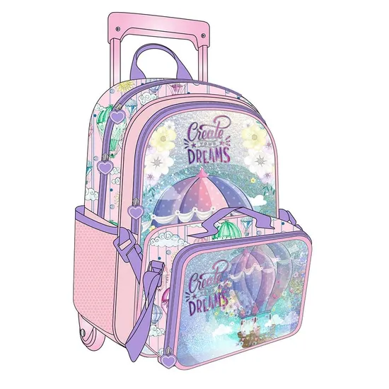 Wholesale Children′s School Bag with Lunch Bag and Pencil Case Custom 3 in 1 Kids School Trolley Backpack Set