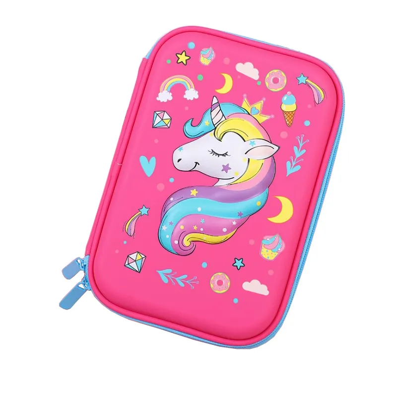 New Large Capacity Pen Bag Cute Cartoon Unicorn Pencil Case with Zipper