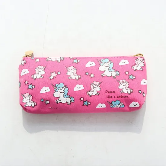 Cartoon Children Stationery Bag Cute Kawaii Zipper Canvas Pencil Case Unicorn