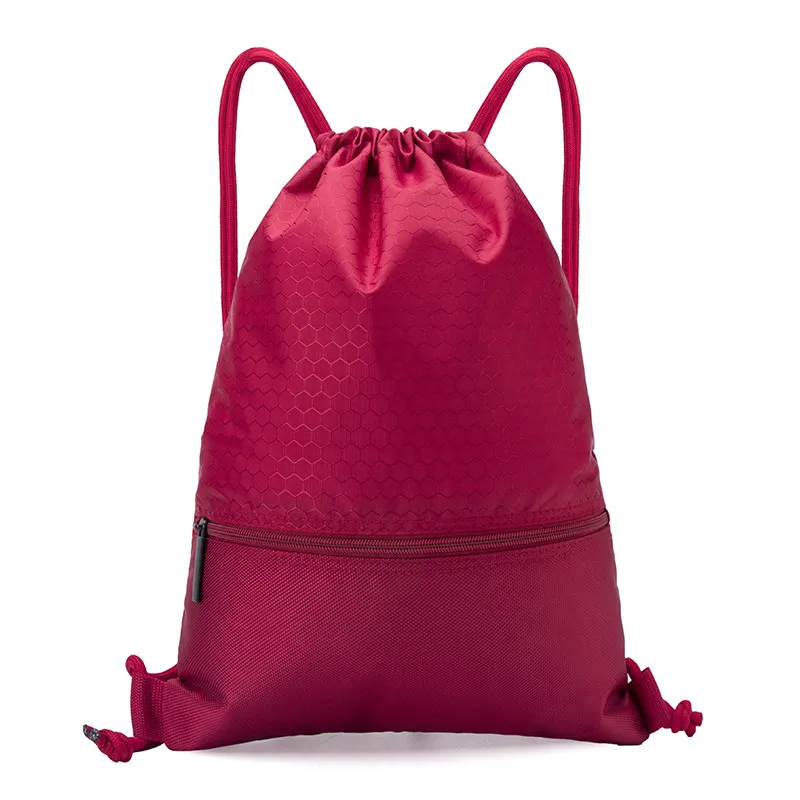 Custom Large Travel Drawstring Backpack Bag Waterproof Sport Polyester Drawstring Backpacks