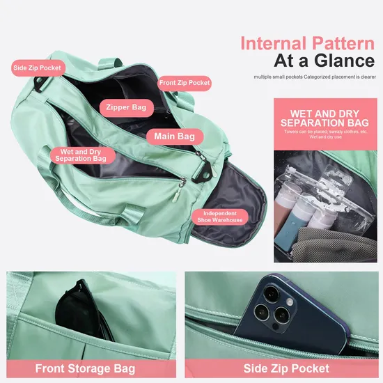 Outdoor Sports Unisex Beauty Luggage Waterproof Large Capacity Duffel Bag with Shoe Compartment Custom Gym Bag
