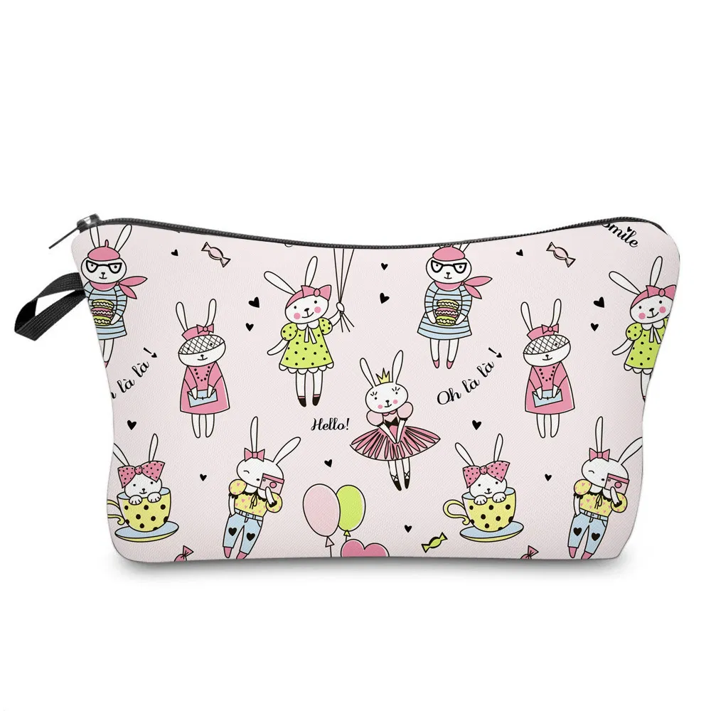 Cartoon Cute Bunny School Pencil Bag Zipper Makeup Cosmetic Pouch Waterproof