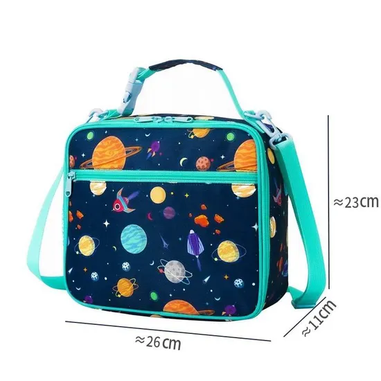 Cosmic Theme Pattern Lunch Bag Oxford Cloth Material Large Capacity Can Keep Warm for 4 Hours Cooler Bag