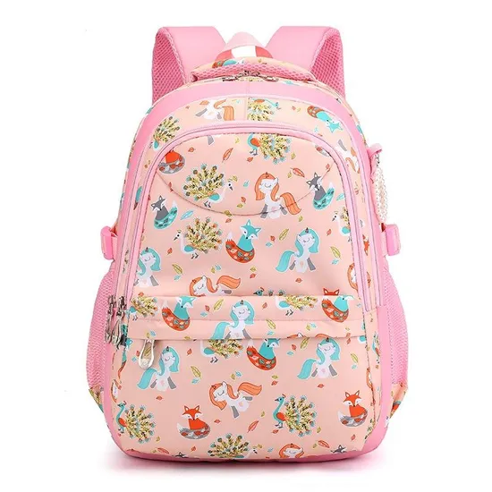 Simggle Backpack Primary Secondary Students Waterproof School Bag Cute Cartoon Printed Backpacks for Girls