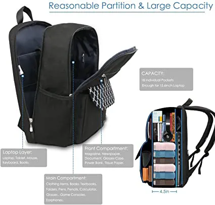 High Quality Anti Theft USB Port Laptop Water Resistant Durable Backpack