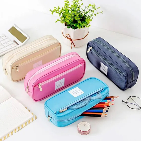 Creative Custom School Student Zipper Canvas Pencil Case Large Capacity