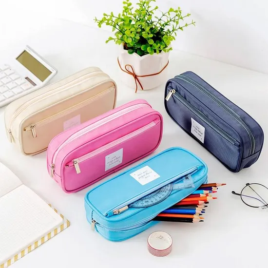 Creative Custom School Student Zipper Canvas Pencil Case Large Capacity