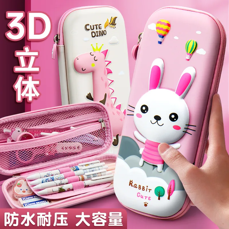Cartoon Waterproof Pencil Case Girls Pupils Cute Pencil Box Wholesale Multifunctional 3D Stereo Pencil Case
