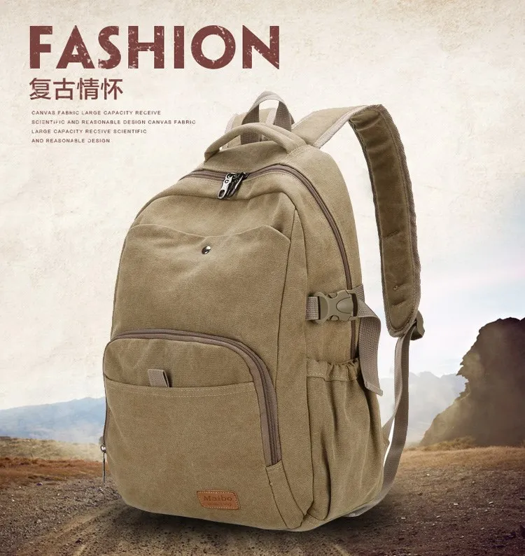 Retro Canvas Outdoor Backpack for Students Simple and Trendy Large Capacity Backpack