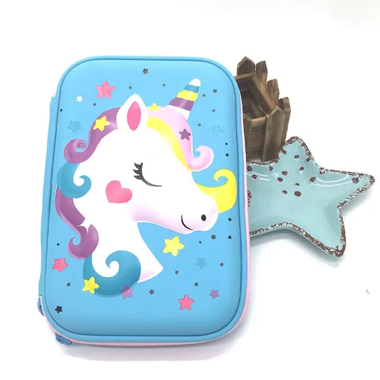 Cute Unicorn Pencil Case School Girls Toddler Hardtop Pencil Pouch EVA Pen Box for Kids Schools &amp; Offices