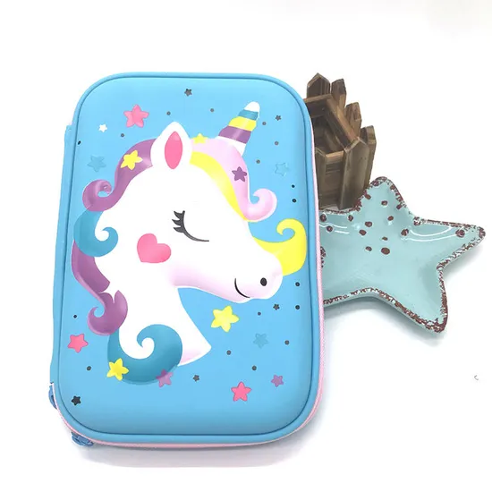 Cute Unicorn Pencil Case School Girls Toddler Hardtop Pencil Pouch EVA Pen Box for Kids Schools &amp; Offices