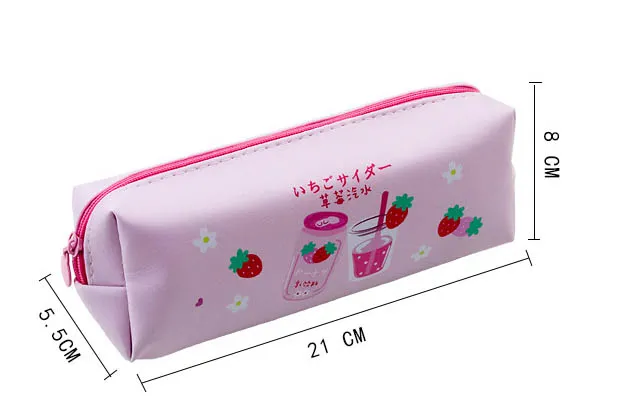 Cute Large Capacity Waterproof PU Leather Pencil Pouch Case Stationery Organizer Storage Bag Cosmetic Zipper for Girls Boys