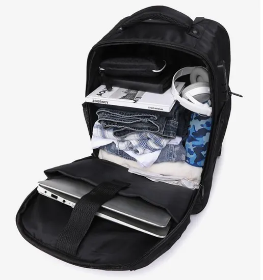 Men Wholesale Customized Wheel Trolley Travel Bag Backpack Rolling Travel Backpack Business Backpack