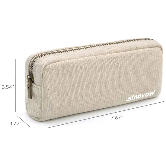Solid White Canvas Stationery Organizer Pouch Multipurpose Pen Makeup Bag